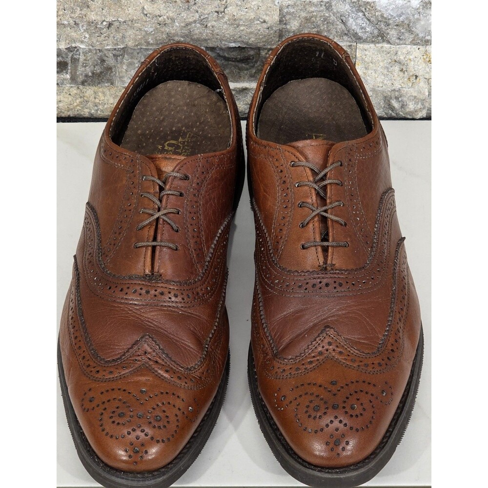 Vtg American Gentleman Wingtip Brogue Oxfords Brown Leather Vibram USA Men's 11D
